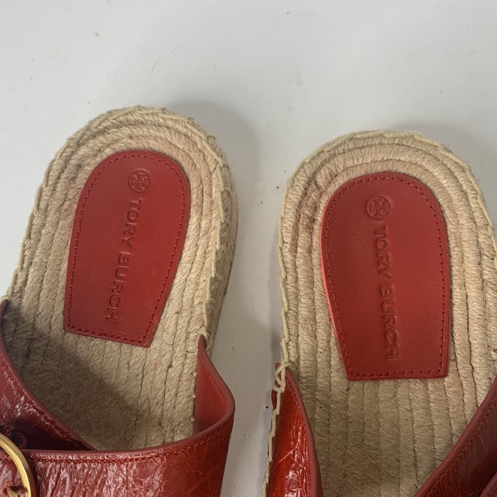 Tory Burch Selby red leather espadrille slides NWOB - Picture 6 of 8